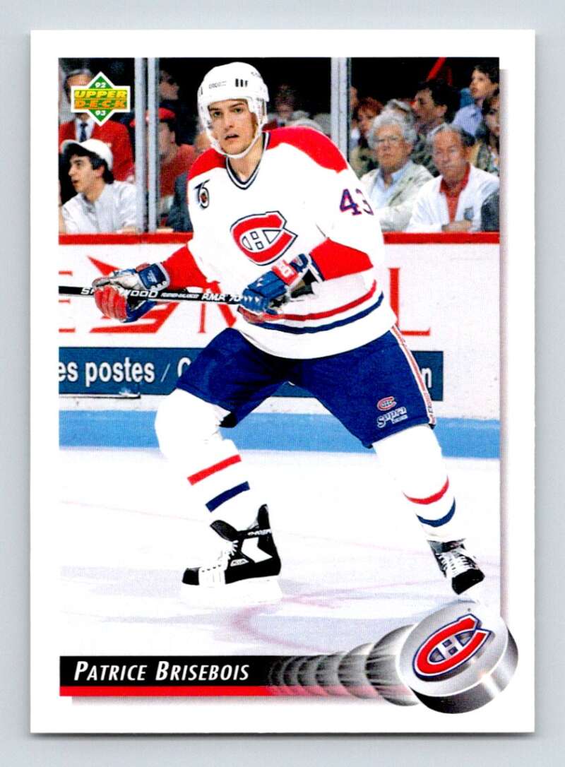 1992-93 Upper Deck Hockey #277 Patrice Brisebois Montreal Canadiens Image 1