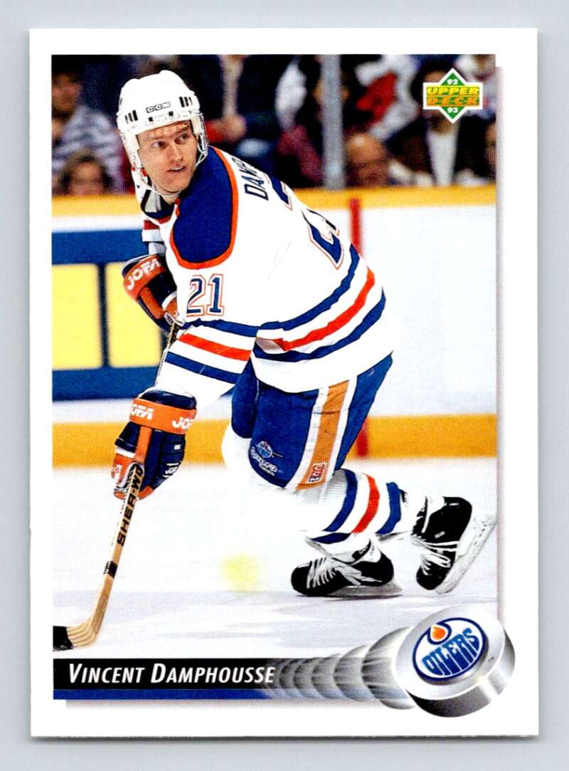 1992-93 Upper Deck Hockey #307 Vincent Damphousse Edmonton Oilers Image 1