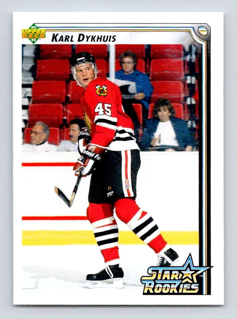 1992-93 Upper Deck Hockey #404 Karl Dykhuis SR RC Rookie Chicago Blackhawks Image 1