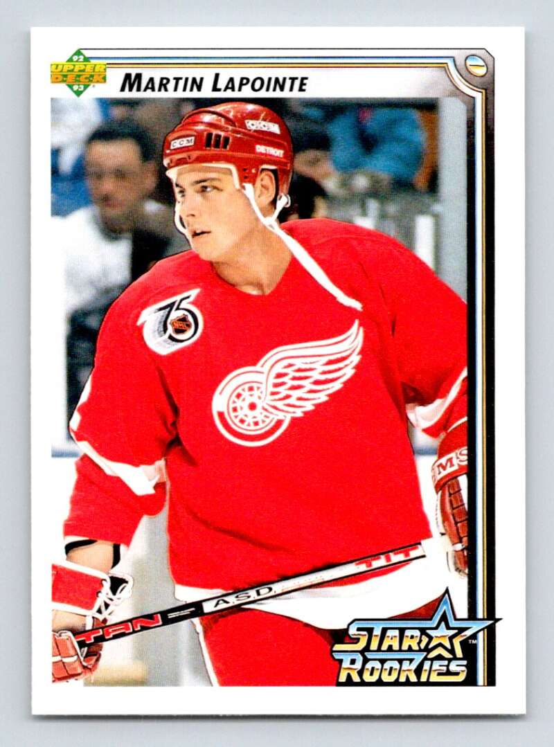 1992-93 Upper Deck Hockey #405 Martin Lapointe SR RC Rookie Detroit Red Wings Image 1