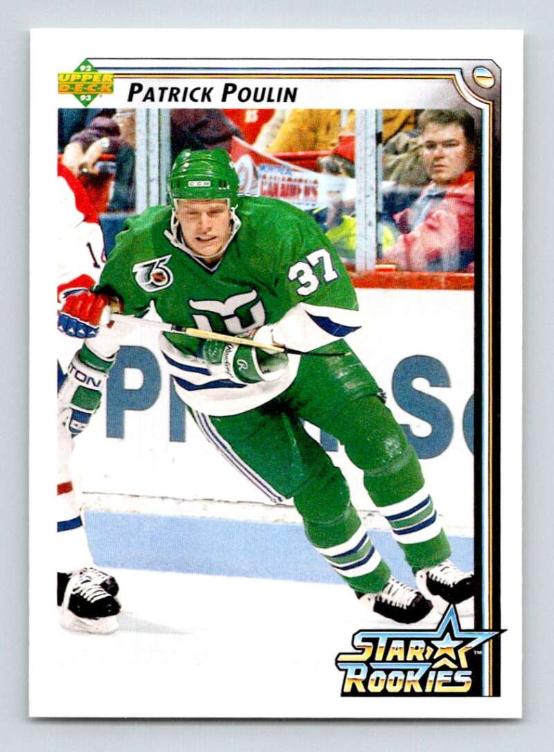 1992-93 Upper Deck Hockey #416 Patrick Poulin SR RC Rookie Hartford Whalers Image 1