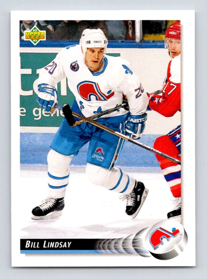 1992-93 Upper Deck Hockey #472 Bill Lindsay RC Rookie Quebec Nordiques Image 1