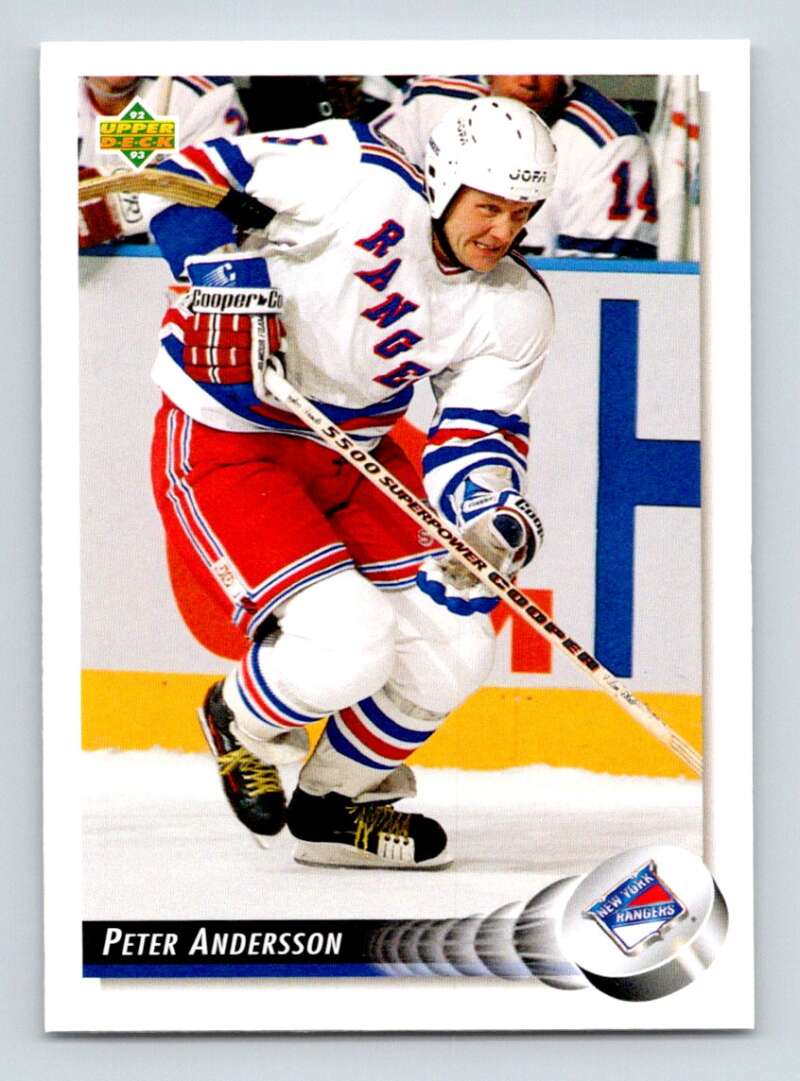 1992-93 Upper Deck Hockey #481 Peter Andersson RC Rookie New York Rangers Image 1