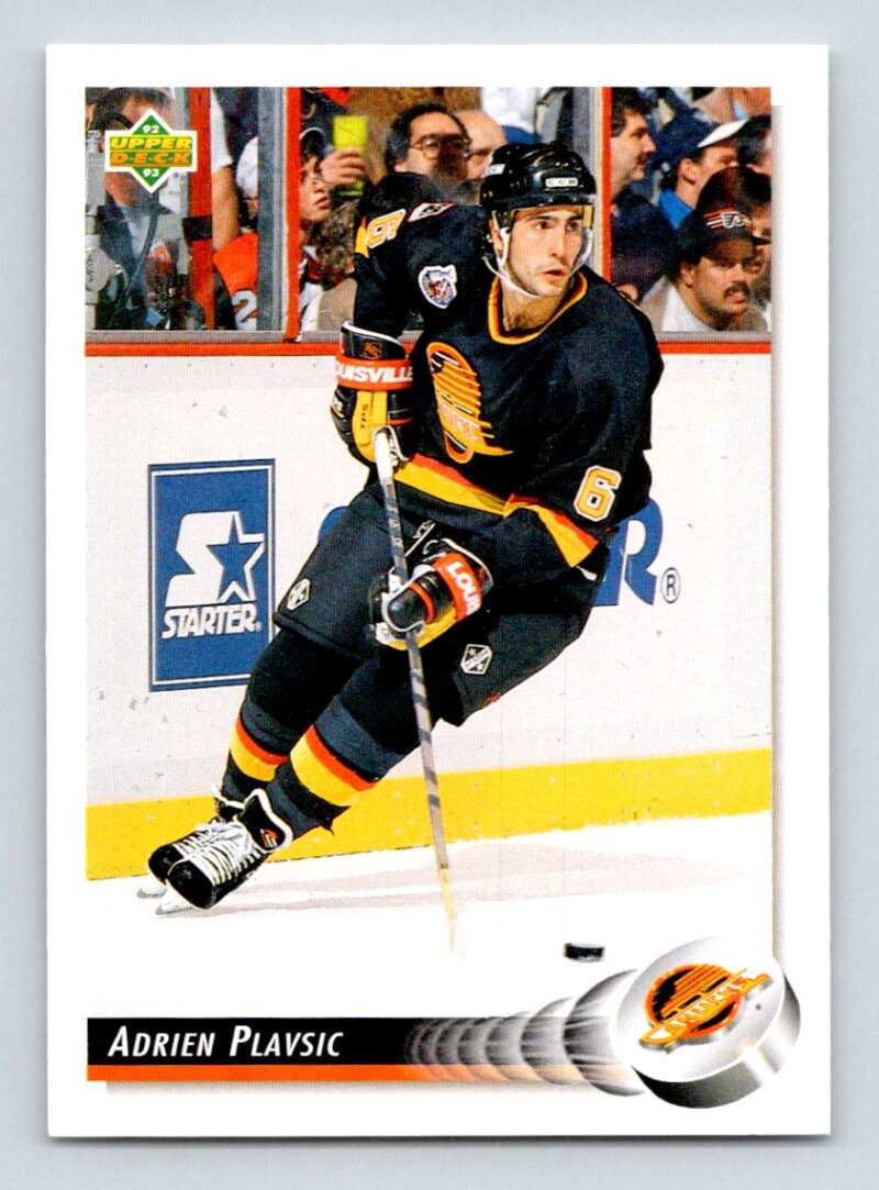 1992-93 Upper Deck Hockey #519 Adrien Plavsic Vancouver Canucks Image 1