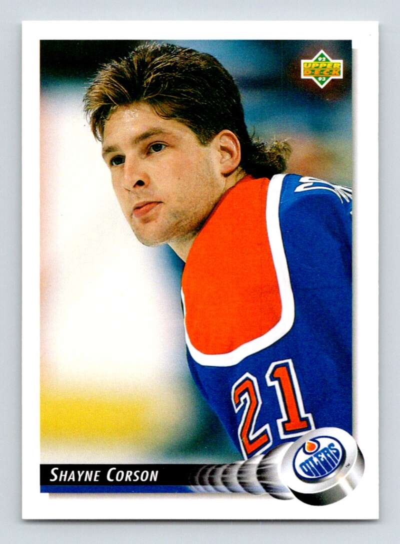 1992-93 Upper Deck Hockey #541 Shayne Corson Edmonton Oilers Image 1