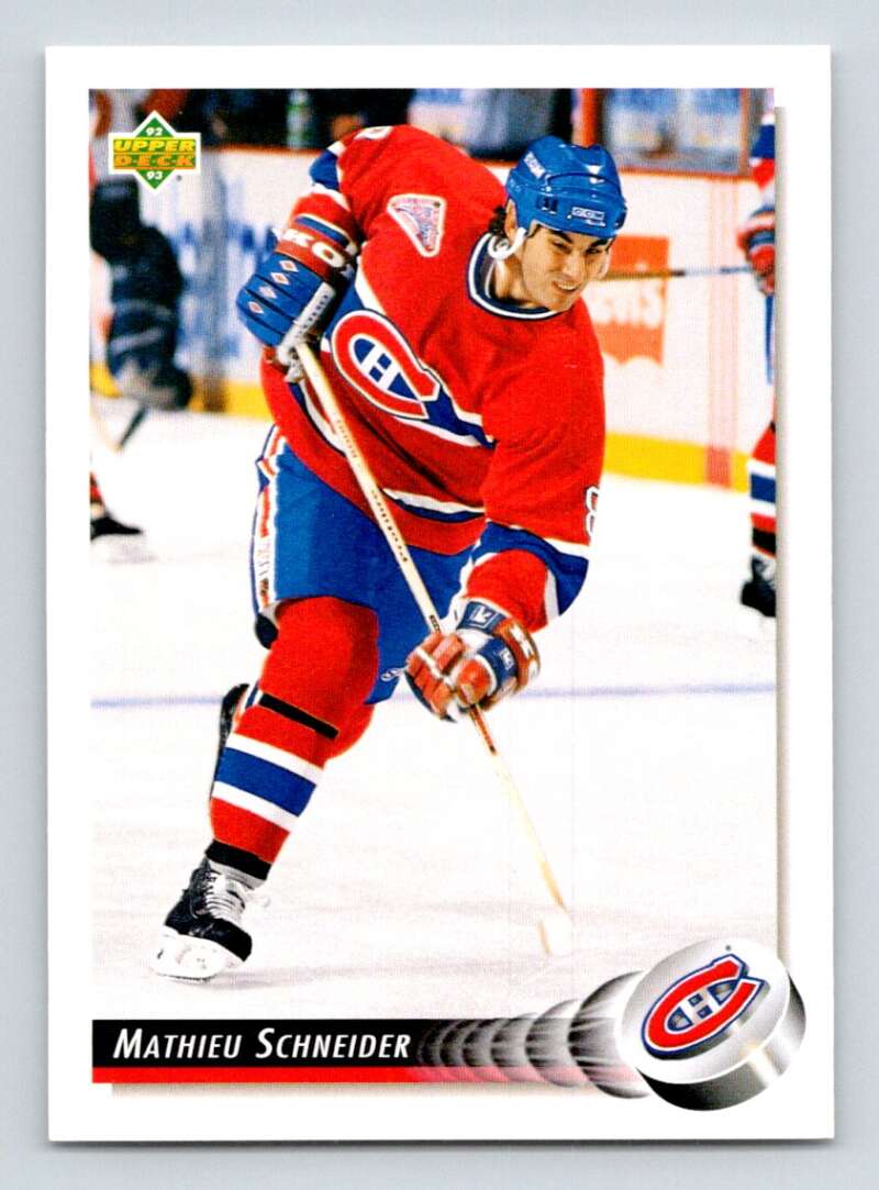 1992-93 Upper Deck Hockey #545 Mathieu Schneider Montreal Canadiens Image 1