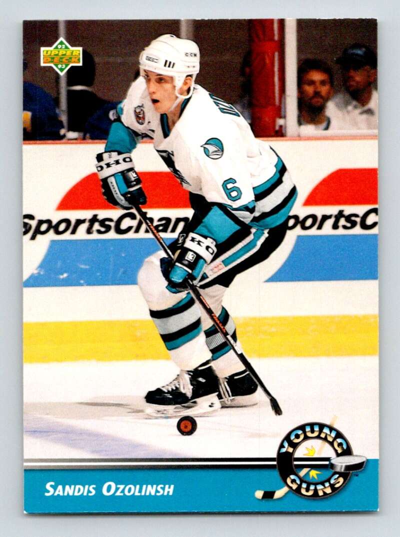 1992-93 Upper Deck Hockey #568 Sandis Ozolinsh YG San Jose Sharks Image 1