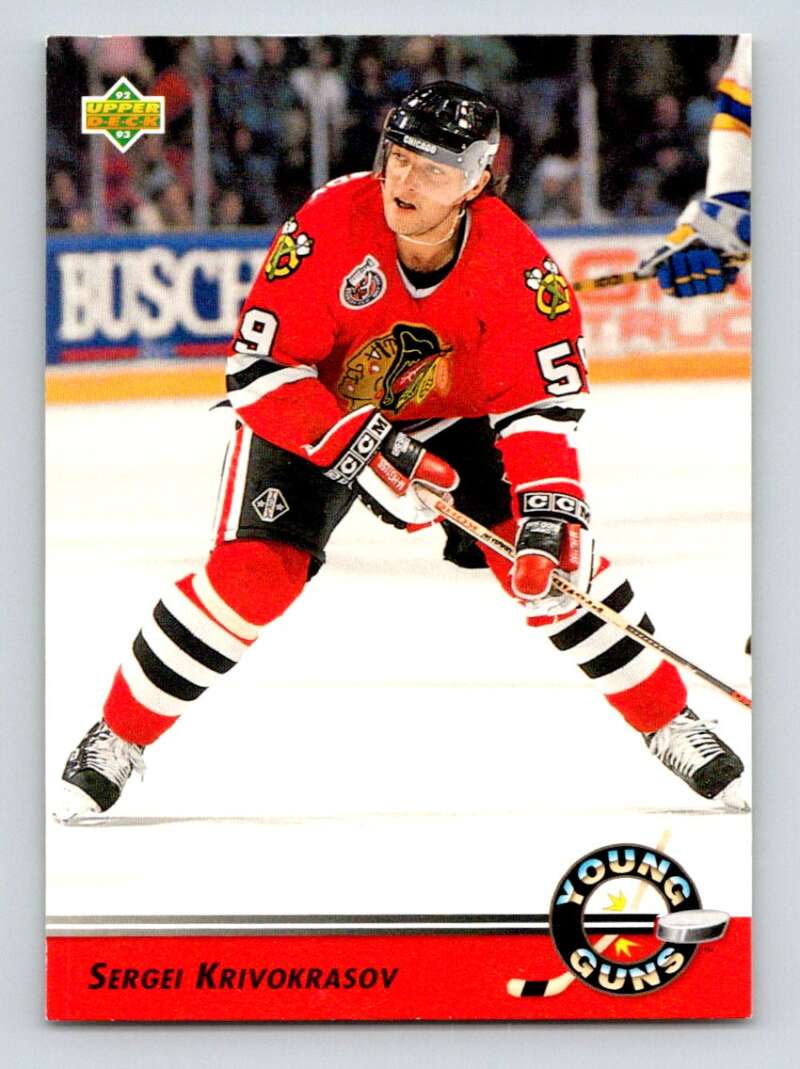 1992-93 Upper Deck Hockey #582 Sergei Krivokrasov YG Chicago Blackhawks Image 1