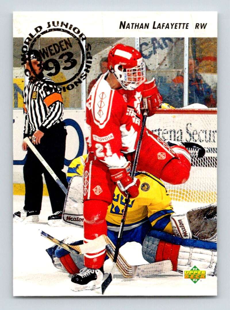 1992-93 Upper Deck Hockey #588 Nathan Lafeyette RC Rookie Image 1