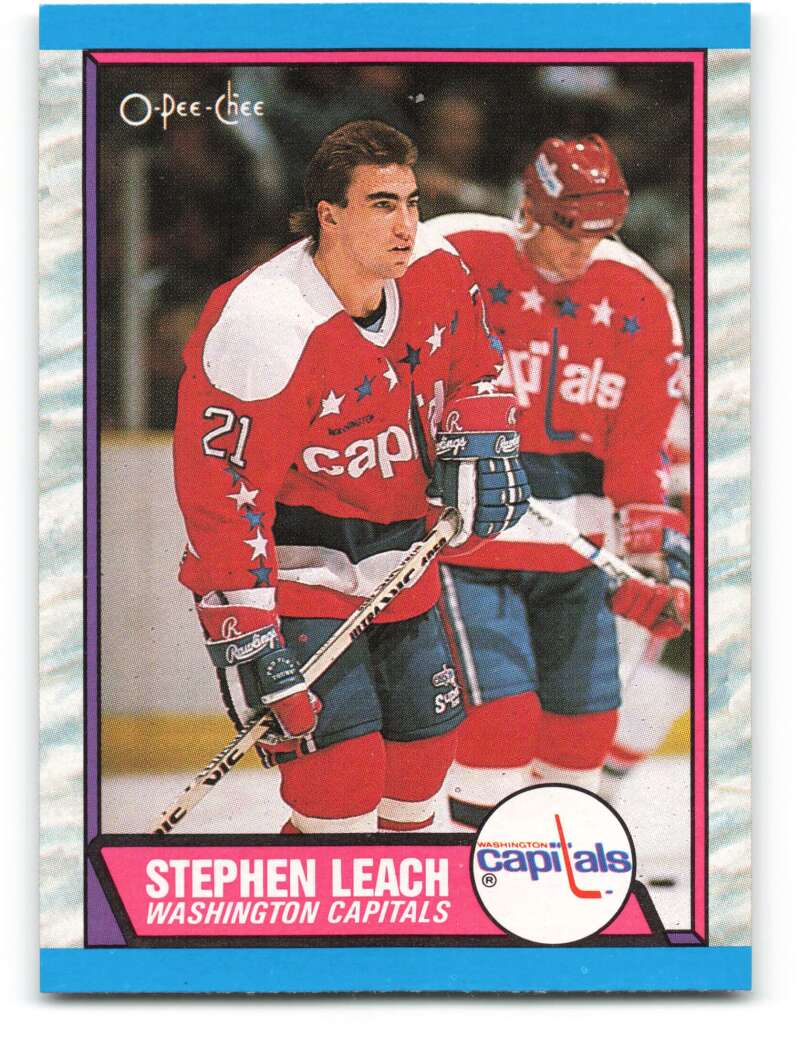 1989-90 O-Pee-Chee #67 Steve Leach RC Rookie Washington Capitals Image 1