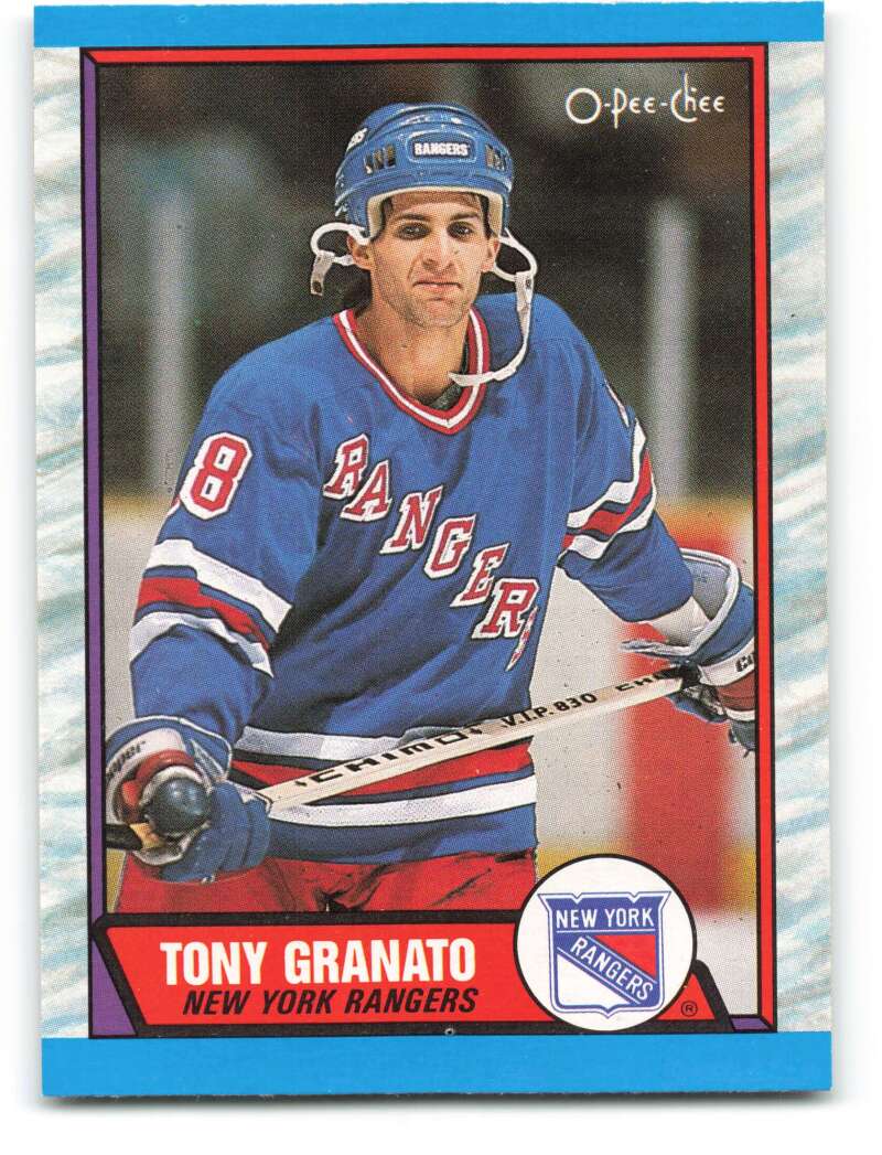 1989-90 O-Pee-Chee #161 Tony Granato RC Rookie New York Rangers Image 1