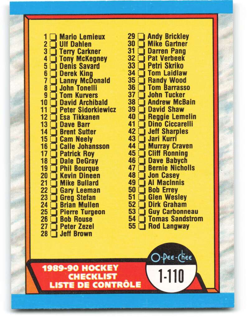 1989-90 O-Pee-Chee #197 Checklist Image 1