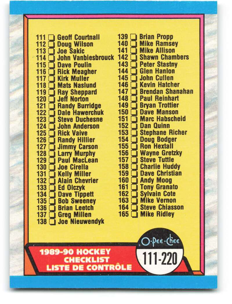 1989-90 O-Pee-Chee #198 Checklist Image 1