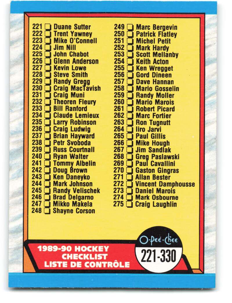 1989-90 O-Pee-Chee #330 Checklist Image 1