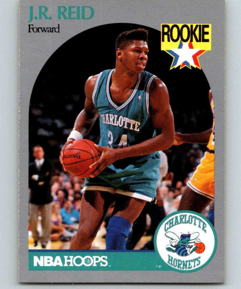 1990-91 Hopps Basketball #57 J.R. Reid RC Rookie Charlotte Hornets Image 1