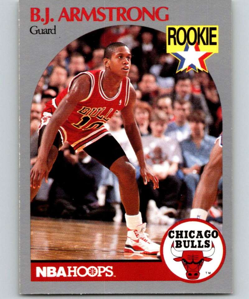1990-91 Hopps Basketball #60 B.J. Armstrong RC Rookie Chicago Bulls Image 1