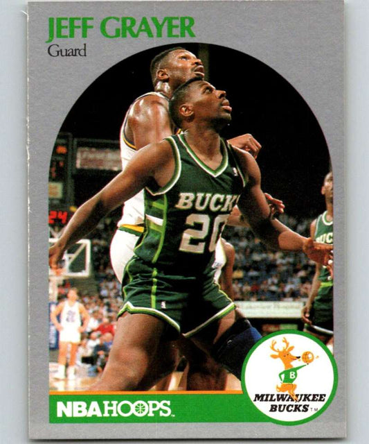 1990-91 Hopps Basketball #174 Jeff Grayer  RC Rookie Milwaukee Bucks  Image 1