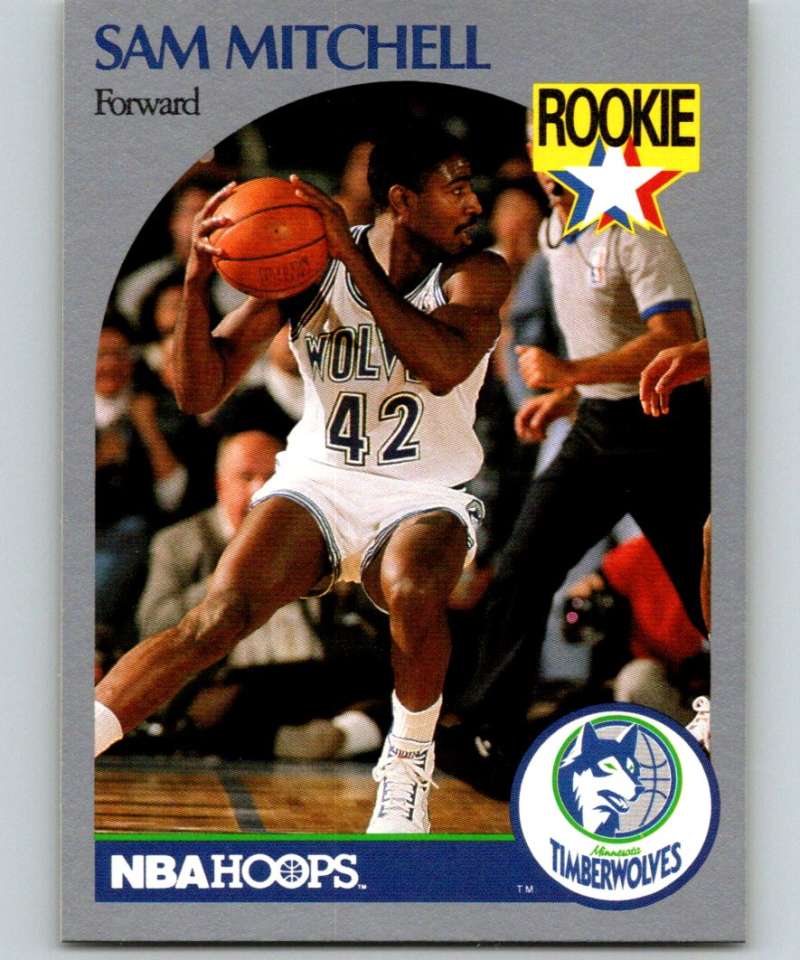 1990-91 Hopps Basketball #188 Sam Mitchell RC Rookie Minnesota Timberwolves Image 1