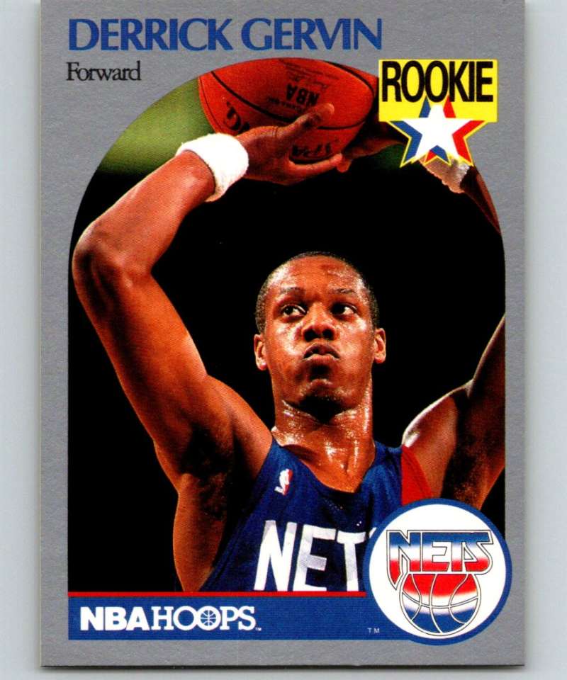 1990-91 Hopps Basketball #196 Derrick Gervin RC Rookie New Jersey Nets Image 1