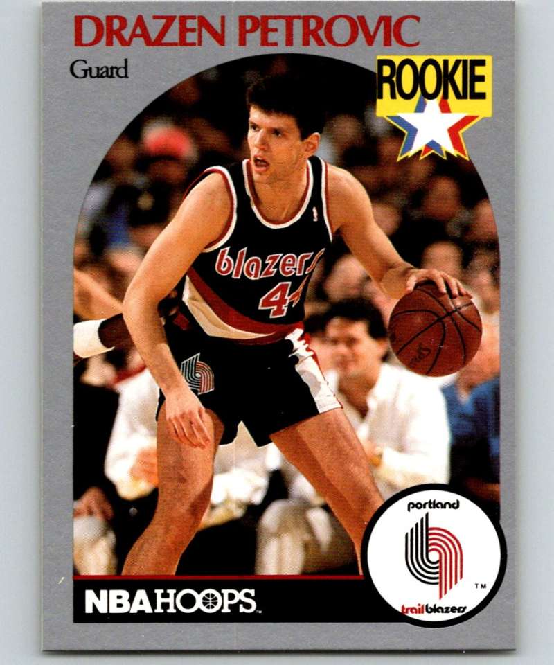 1990-91 Hopps Basketball #248 Drazen Petrovic RC Rookie Portland Blazers Image 1