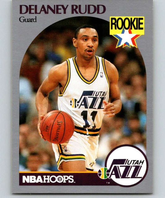 1990-91 Hopps Basketball #293 Delaney Rudd  RC Rookie Utah Jazz  Image 1