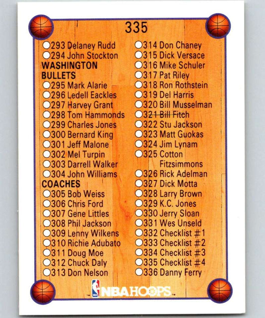1990-91 Hopps Basketball #335 Checklist 4  SP  Image 1