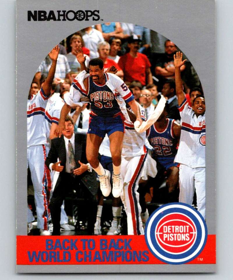 1990-91 Hopps Basketball #342 Pistons Back to Back UER Detroit Pistons Image 1