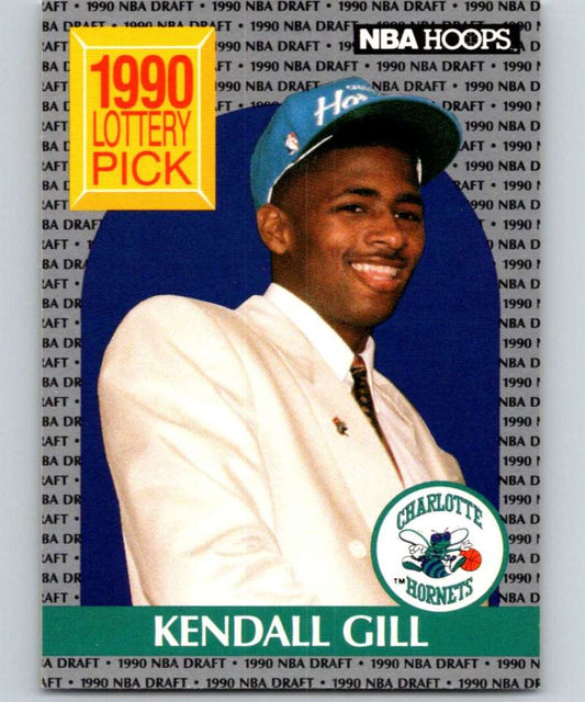 1990-91 Hopps Basketball #394 Kendall Gill  RC Rookie Charlotte Hornets  Image 1
