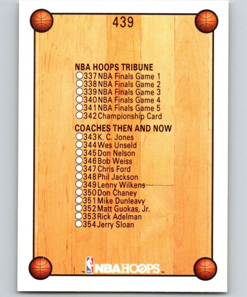 1990-91 Hopps Basketball #439 Checklist 5 Image 1