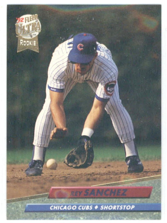 1992 Fleer Ultra Baseball #180 Rey Sanchez  RC Rookie Chicago Cubs  Image 1