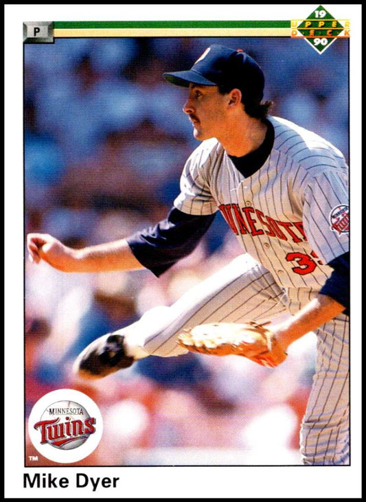 1990 Upper Deck Baseball #374 Mike Dyer  RC Rookie Minnesota Twins  Image 1