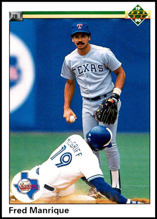 1990 Upper Deck Baseball #392 Fred Manrique  Texas Rangers  Image 1