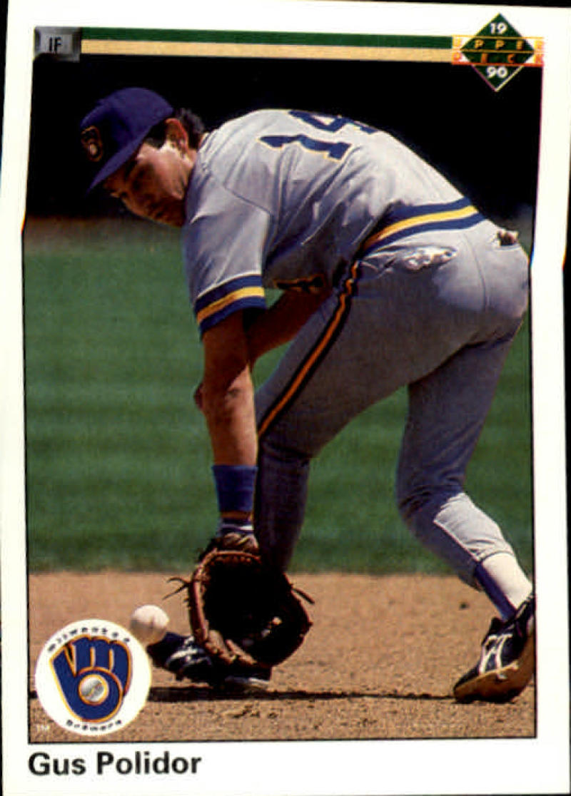 1990 Upper Deck Baseball #480 Gus Polidor UER Milwaukee Brewers Image 1