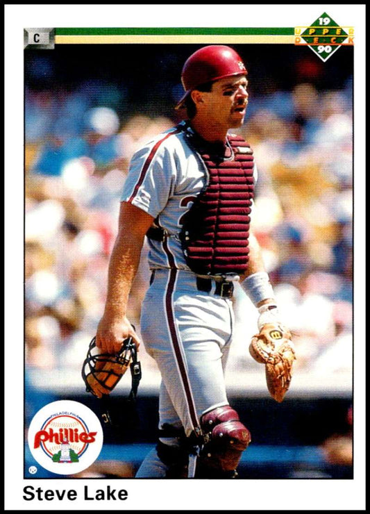 1990 Upper Deck Baseball #491 Steve Lake  Philadelphia Phillies  Image 1