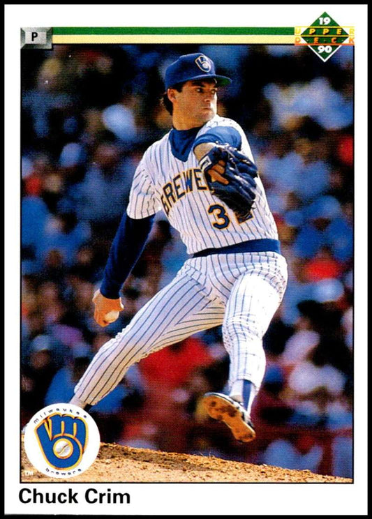 1990 Upper Deck Baseball #511 Chuck Crim  Milwaukee Brewers  Image 1