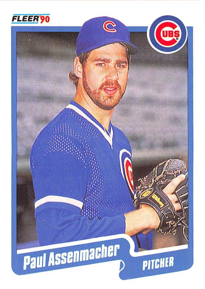 1990 Fleer Baseball #25 Paul Assenmacher Chicago Cubs Image 1
