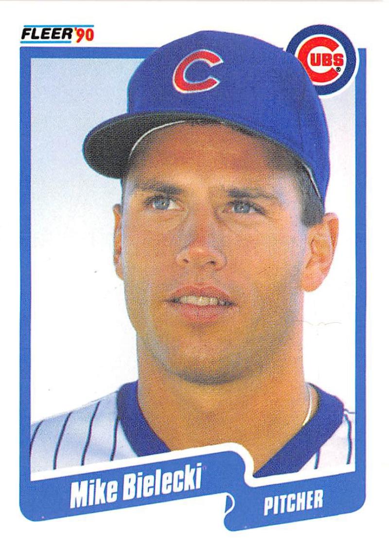 1990 Fleer Baseball #27 Mike Bielecki Chicago Cubs Image 1
