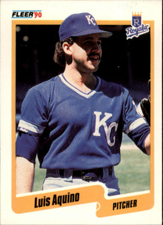 1990 Fleer Baseball #101 Luis Aquino  Kansas City Royals  Image 1