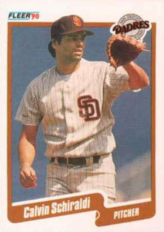 1990 Fleer Baseball #168 Calvin Schiraldi  San Diego Padres  Image 1