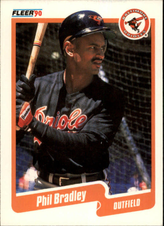 1990 Fleer Baseball #174 Phil Bradley  Baltimore Orioles  Image 1
