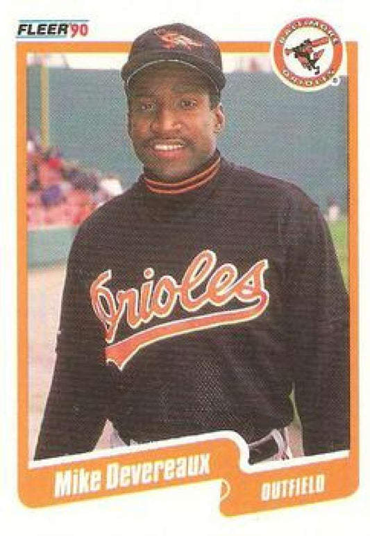 1990 Fleer Baseball #175 Mike Devereaux  Baltimore Orioles  Image 1