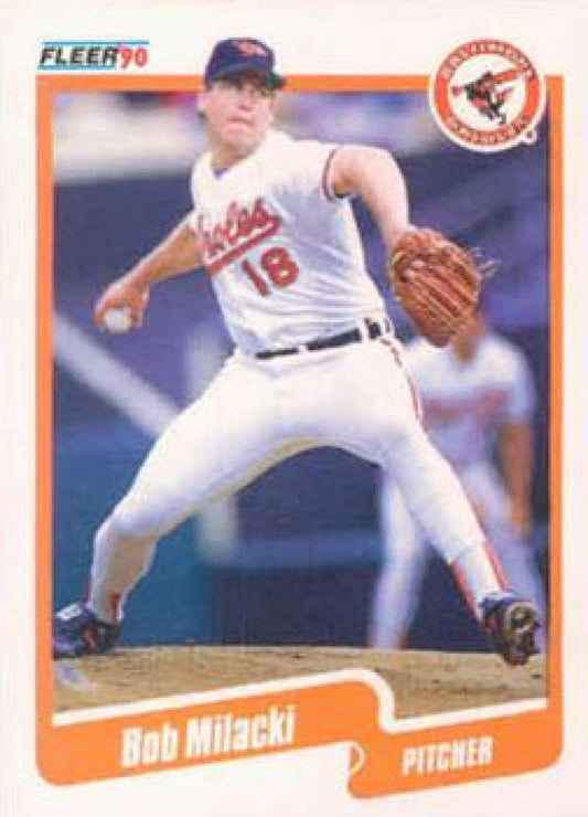 1990 Fleer Baseball #182 Bob Milacki  Baltimore Orioles  Image 1