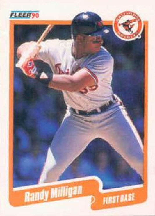 1990 Fleer Baseball #183 Randy Milligan UER  Baltimore Orioles  Image 1