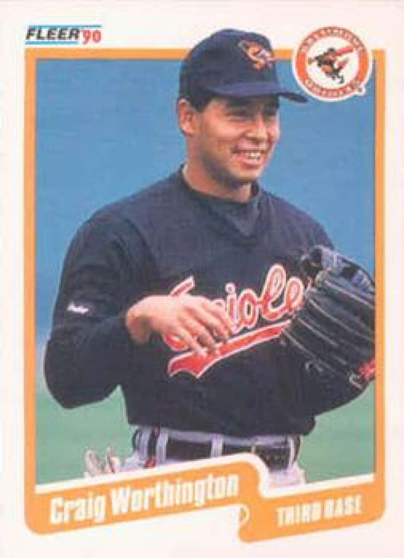 1990 Fleer Baseball #195 Craig Worthington Baltimore Orioles Image 1