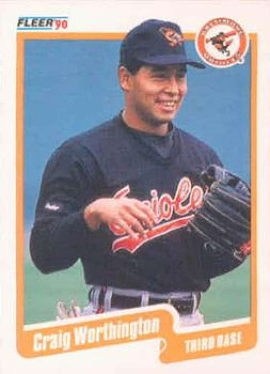 1990 Fleer Baseball #195 Craig Worthington  Baltimore Orioles  Image 1
