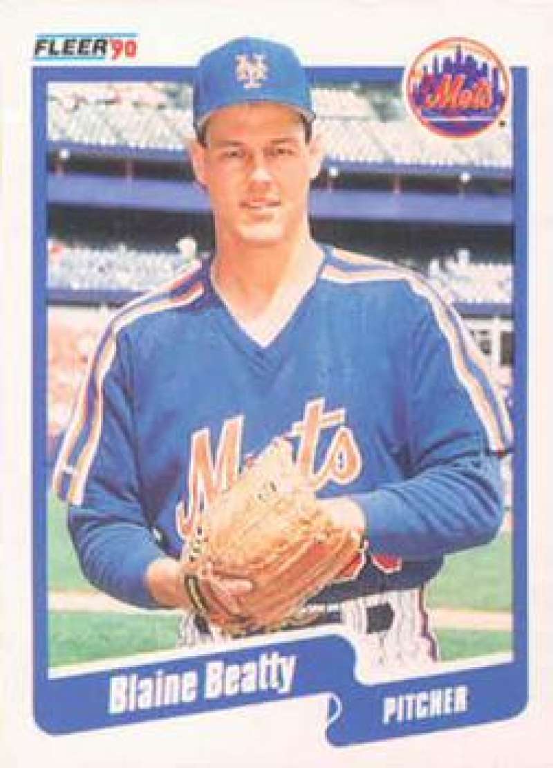 1990 Fleer Baseball #197 Blaine Beatty  RC Rookie New York Mets  Image 1