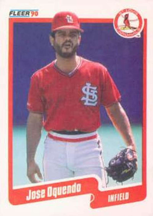 1990 Fleer Baseball #255 Jose Oquendo  St. Louis Cardinals  Image 1