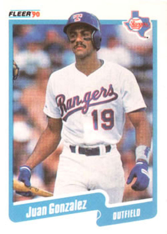 1990 Fleer Baseball #297 Juan Gonzalez  RC Rookie Texas Rangers  Image 1