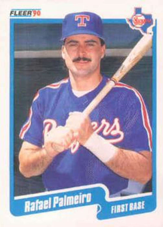 1990 Fleer Baseball #308 Rafael Palmeiro  Texas Rangers  Image 1