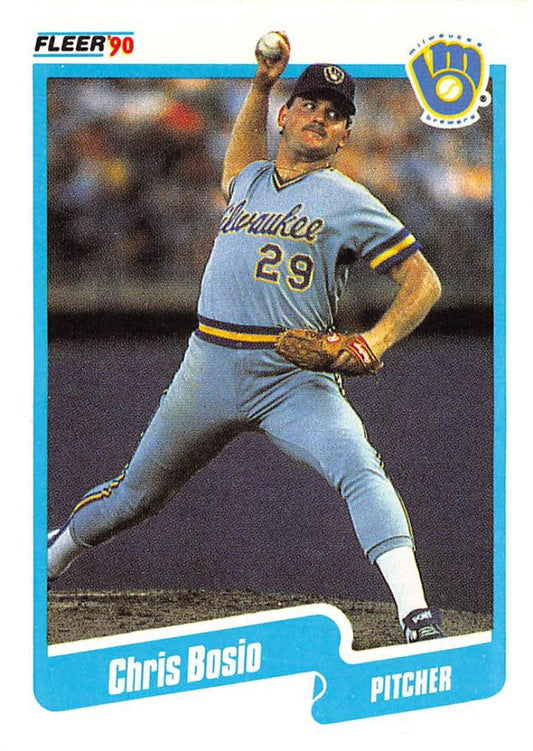 1990 Fleer Baseball #316 Chris Bosio  Milwaukee Brewers  Image 1
